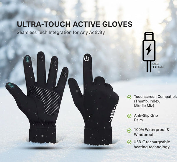 ThermXGlove USB-C Rechargeable Heated Winter Gloves